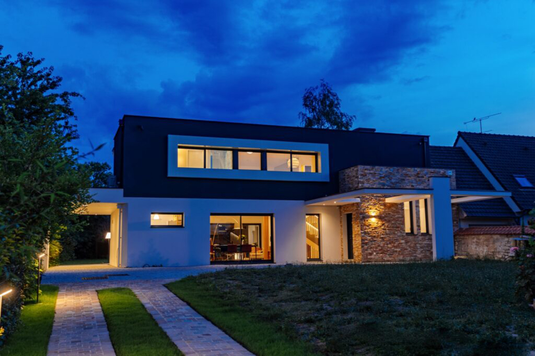 maison architecte moderne nuit